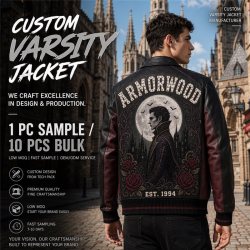 Custom Men's Gothic Style Jacket, Genuine Leather, Applique, Custom Made to Order