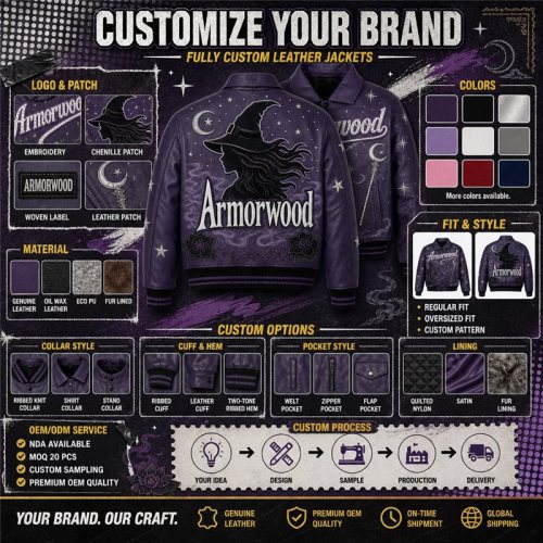 Custom Gothic Style Men's Genuine Leather Fall Jacket, Rhinestone