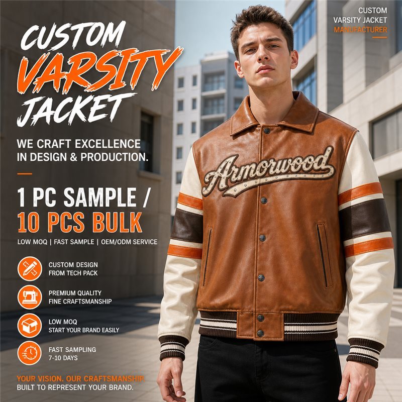 Bespoke Cowhide Leather Men's Fall Bomber Jacket Wholesale