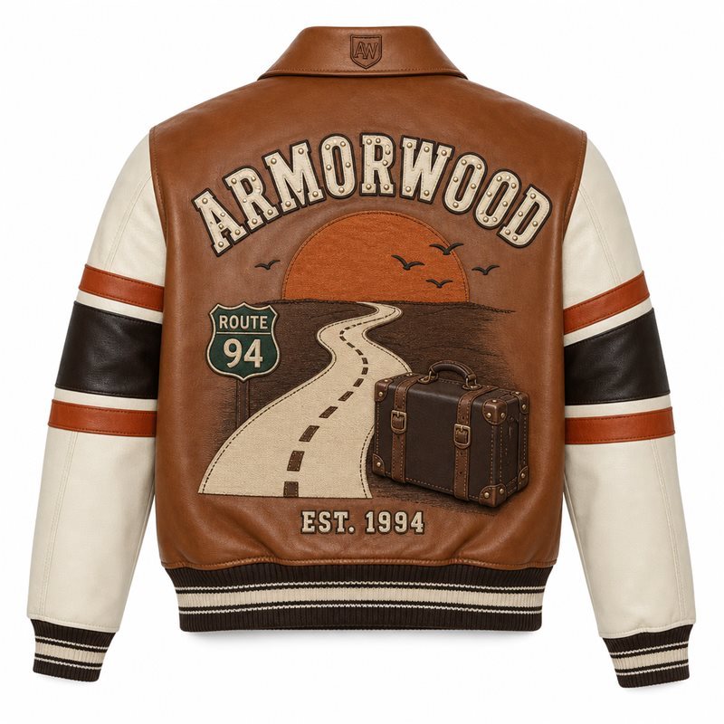 Custom Chenille Embroidery Men's Aviator Jacket