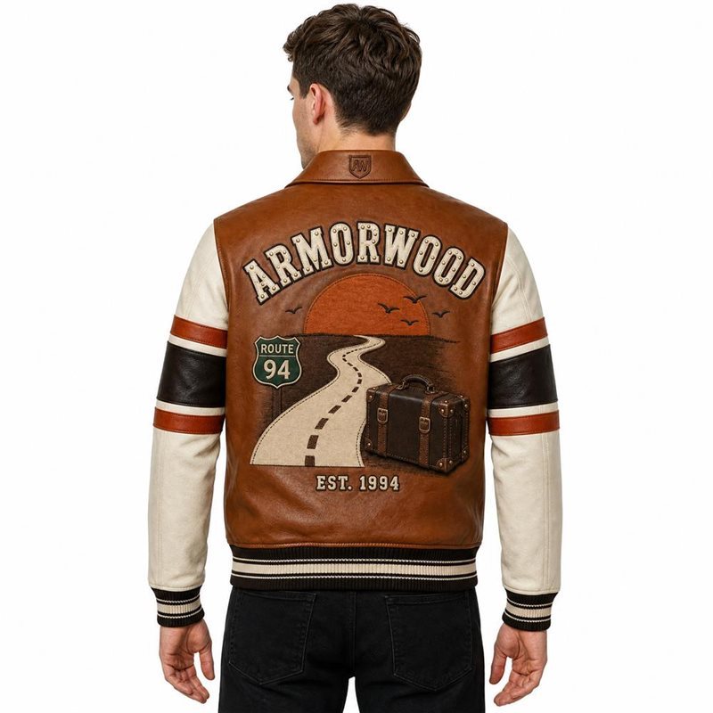 Custom Chenille Embroidery Men's Aviator Jackets