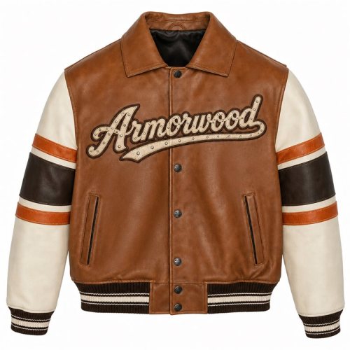 Full Custom Studs Applique Embroidery Cowhide Jacket for Men, Genuine Leather
