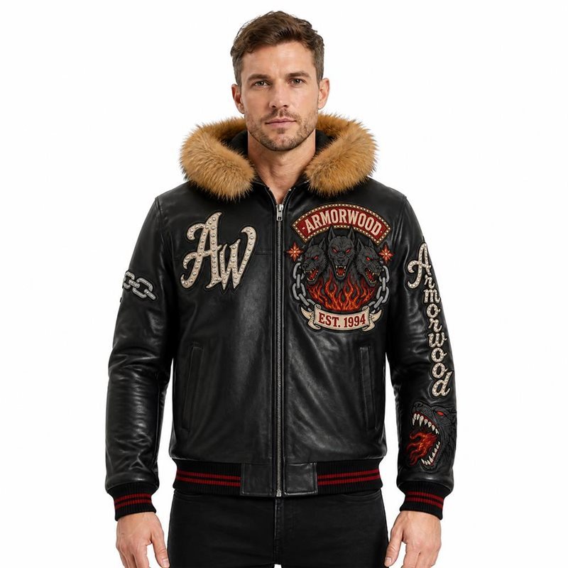 Bespoke Genuine Leather Bomber Jackets with Hooded