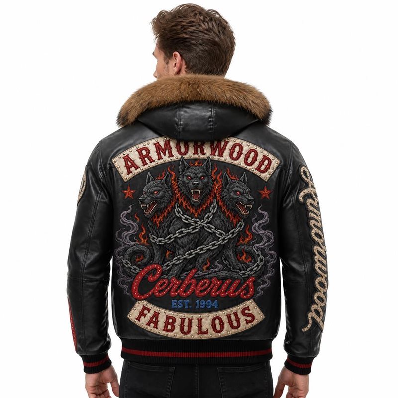 Custom Luxury Applique Embroidery Hoodie Leather Jackets
