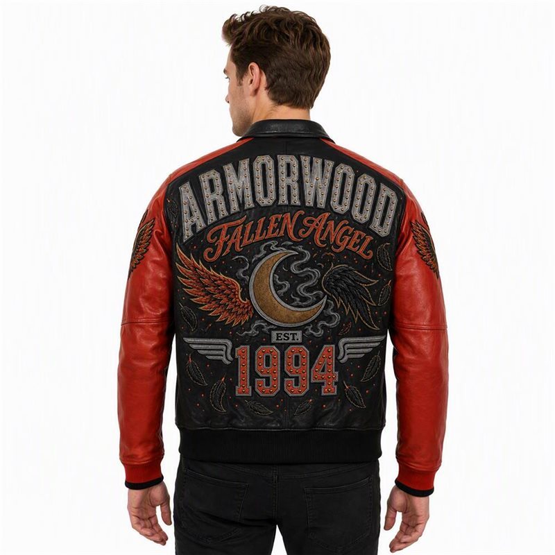 Applique Embroidery Jacket Leather Bomber Outerwear Bespoke Manufacturer