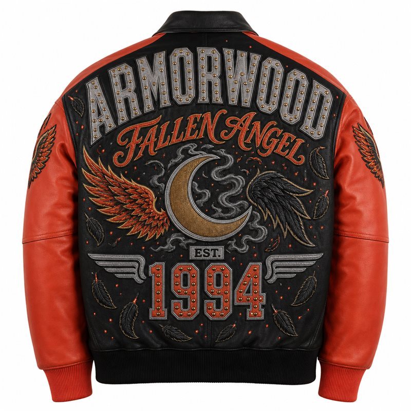 Applique Jacket Leather Bomber Outerwear Bespoke Manufacturer
