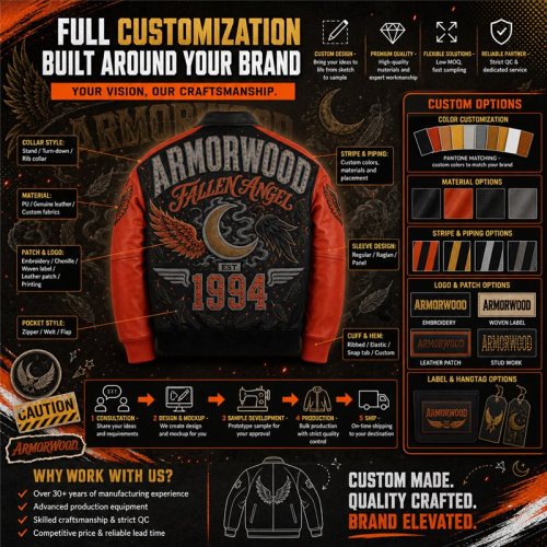 Custom Leather Outerwear Jacket, Applique, Cowhide for Men, Custom Made to Order