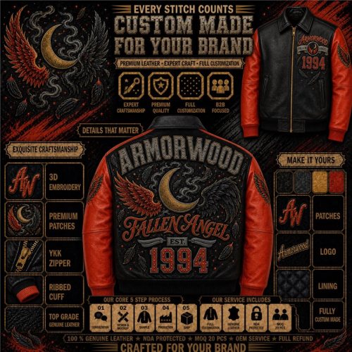 Custom Leather Outerwear Jacket, Applique, Cowhide for Men, Custom Made to Order