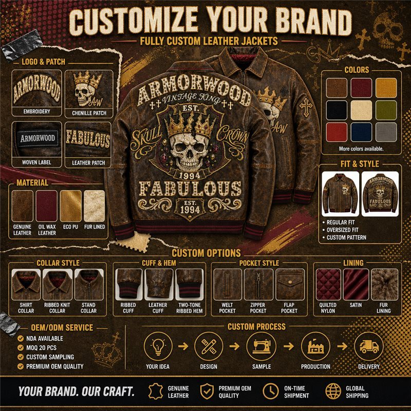 Custom Genuine Leather Aviator Jacket for Men