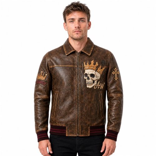 Custom Leather Jacket, Applique, Cowhide for Men, Custom Made to Order
