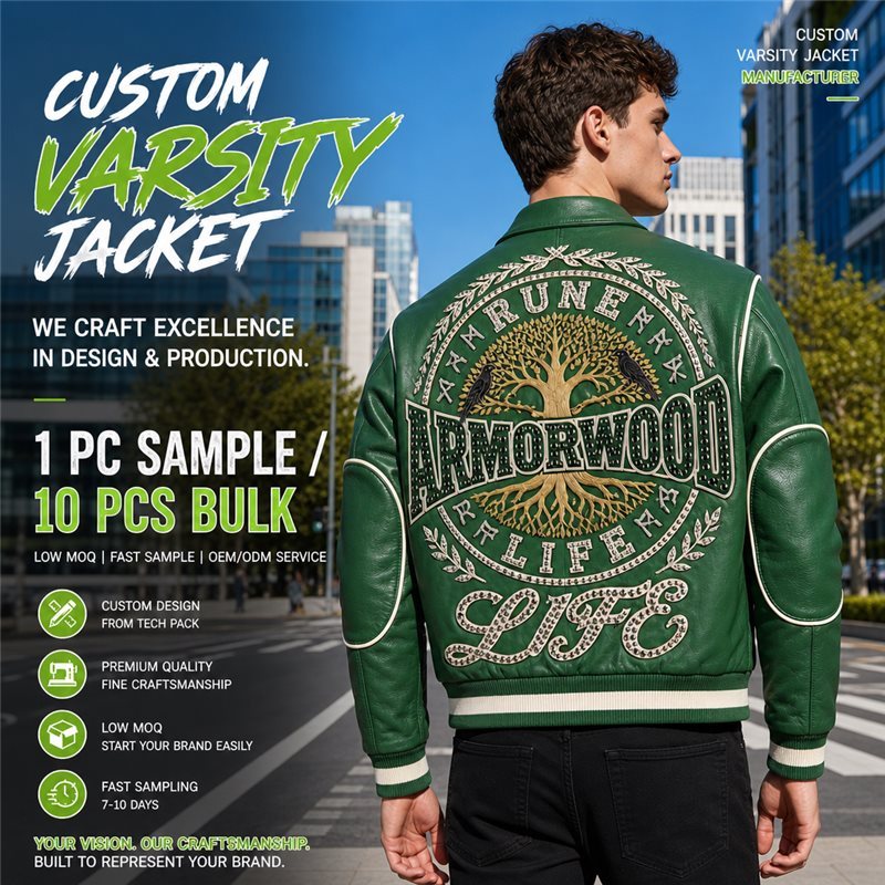 Custom Men's Baseball Leather Jacket, Rhinestone, Cowhide, Custom Made to Order