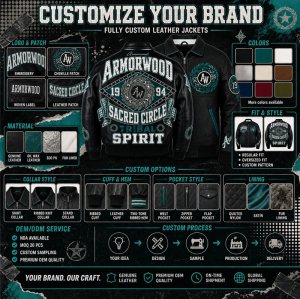 Custom Men's Jacket Leather, Applique, Lambskin, Custom Made to Order