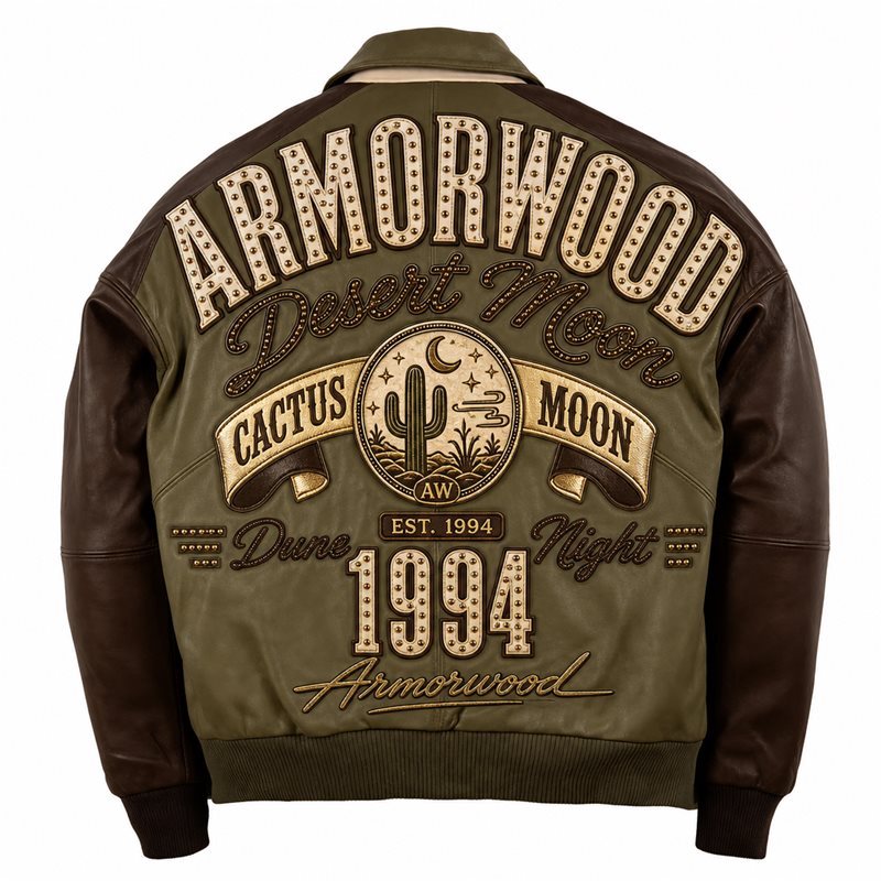 Bespoke Men's Leather Applique Bomber Jacket Wholesale