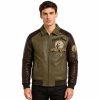 Color Block Men's Genuine Leather Jacket, Applique, Lambskin