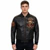 Custom Made Punk Style Men's Leather Jacket, Applique, Cowhide