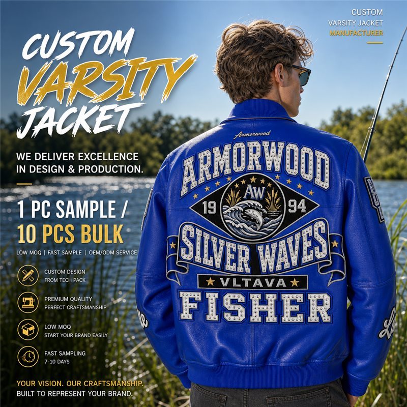 Bespoke Applique Embroidery Men's Leather Jacket