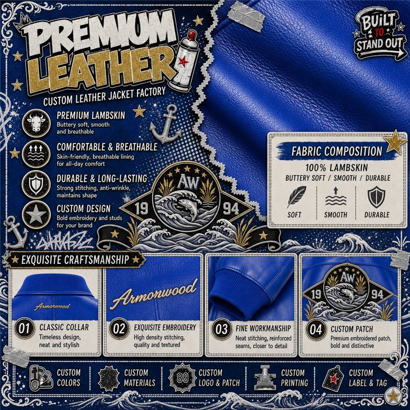 Custom Lambskin Leather Jacket Manufacturer