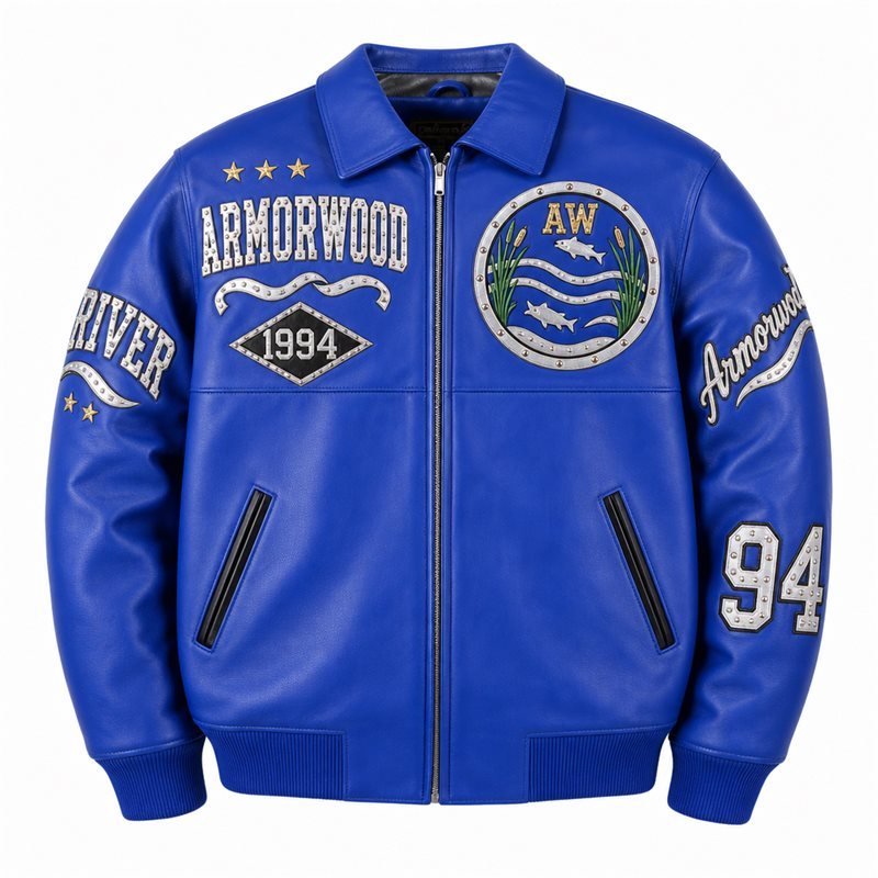 Custom Leather Jacket for Men with Embroidered Patch