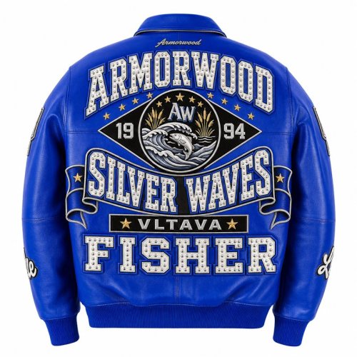 One Stop Custom Genuine Leather Varsity Jacket, Rhinestone, Lambskin