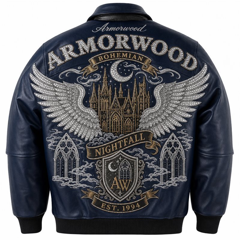 Custom Cowhide Applique Embroidery Jacket for Men