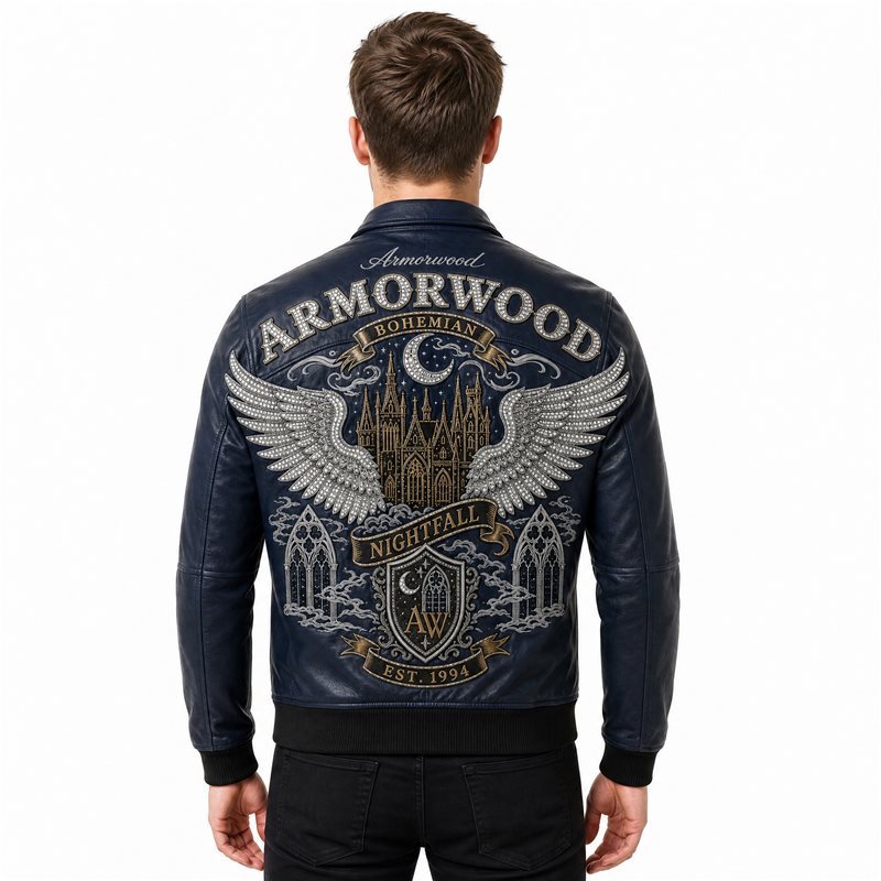 Custom Cowhide Applique Embroidery Jackets for Men