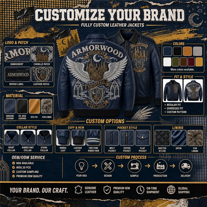 Custom Leather Varsity Jacket with Applique Patch