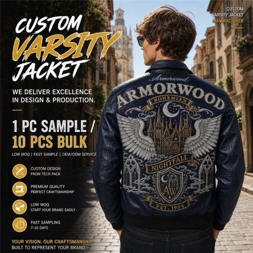 Custom Men's Leather Varsity Jacket, Applique, Cowhide, Custom Made to Order