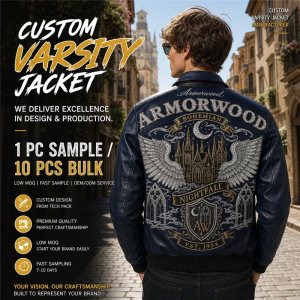 Custom Men's Leather Varsity Jacket, Applique, Cowhide, Custom Made to Order