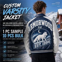 Custom Lambskin Men's Fall Baseball Jacket, Genuine Leather, Two Tone