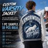 Custom Lambskin Men's Fall Baseball Jacket, Genuine Leather, Two Tone