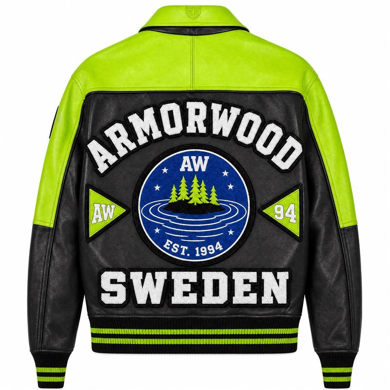 Custom Chenille Embroidery Men's Aviator Jacket