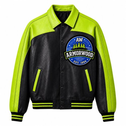 Custom Patchwork Chenille Embroidered Patch Design Varsity Jacket, Genuine Leather