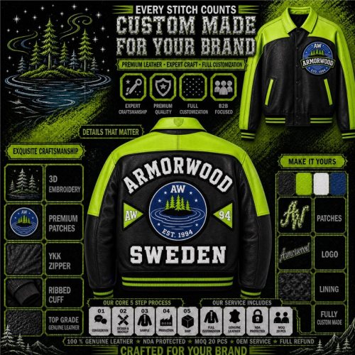Custom Patchwork Chenille Embroidered Patch Design Varsity Jacket, Genuine Leather