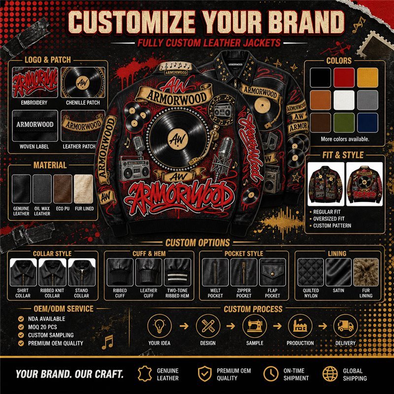 Base on Your Design Custom Leather Varsity Jacket