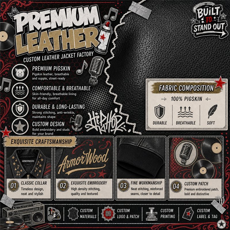 Bespoke Pigskin Leather Bomber Jacket for Men