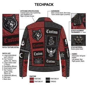 Custom Men's Leather Biker Jacket with Studded & Embroidered Detailing