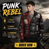 Custom Men's Leather Biker Jacket with Studded & Embroidered Detailing