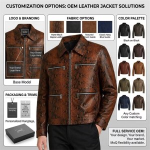 Custom Men's Red Cowhide Leather Biker Jacket with Printed Detailing