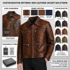 Custom Men's Red Cowhide Leather Biker Jacket with Printed Detailing