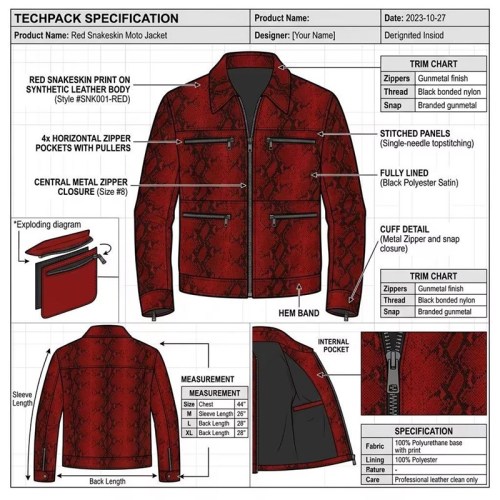 Custom Men's Red Cowhide Leather Biker Jacket with Printed Detailing
