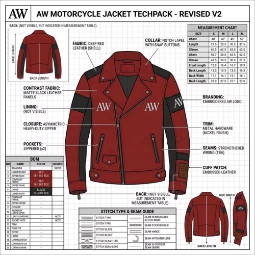 Custom Men's Black & Red Leather Biker Jacket with Embroidered & Applique Detailing