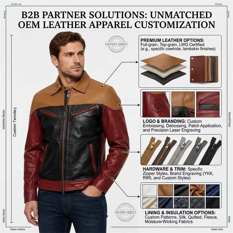Custom Men's Black & Tan Leather Biker Jacket with Two Tone Detailing