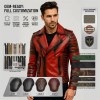 Custom Men's Red Leather Biker Jacket with Distressed Detailing