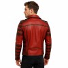 Custom Men's Red Leather Biker Jacket with Distressed Detailing