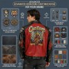 Custom Men's Leather Biker Jacket with Studded & Printed Detailing