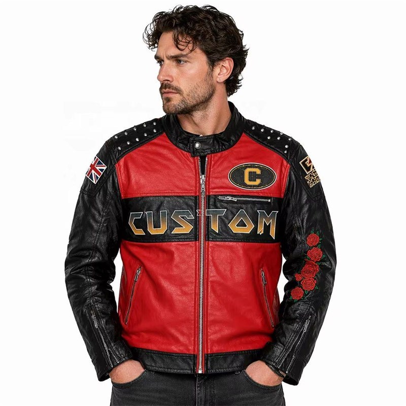 OEM Printed Leather Biker Jacket