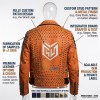 Custom Men's Orange Leather Biker Jacket with Studded & Patchwork Detailing, Punk Rock & Rocker