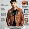 Custom Men's Orange Leather Biker Jacket with Studded & Patchwork Detailing, Punk Rock & Rocker