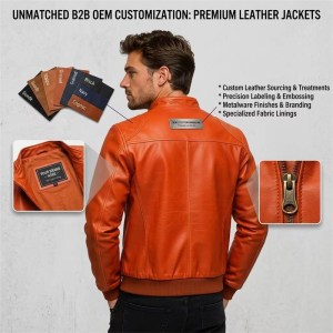 Custom Men's Orange Leather Biker Jacket, Vintage & Slim Fit