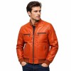 Custom Men's Orange Leather Biker Jacket, Vintage & Slim Fit